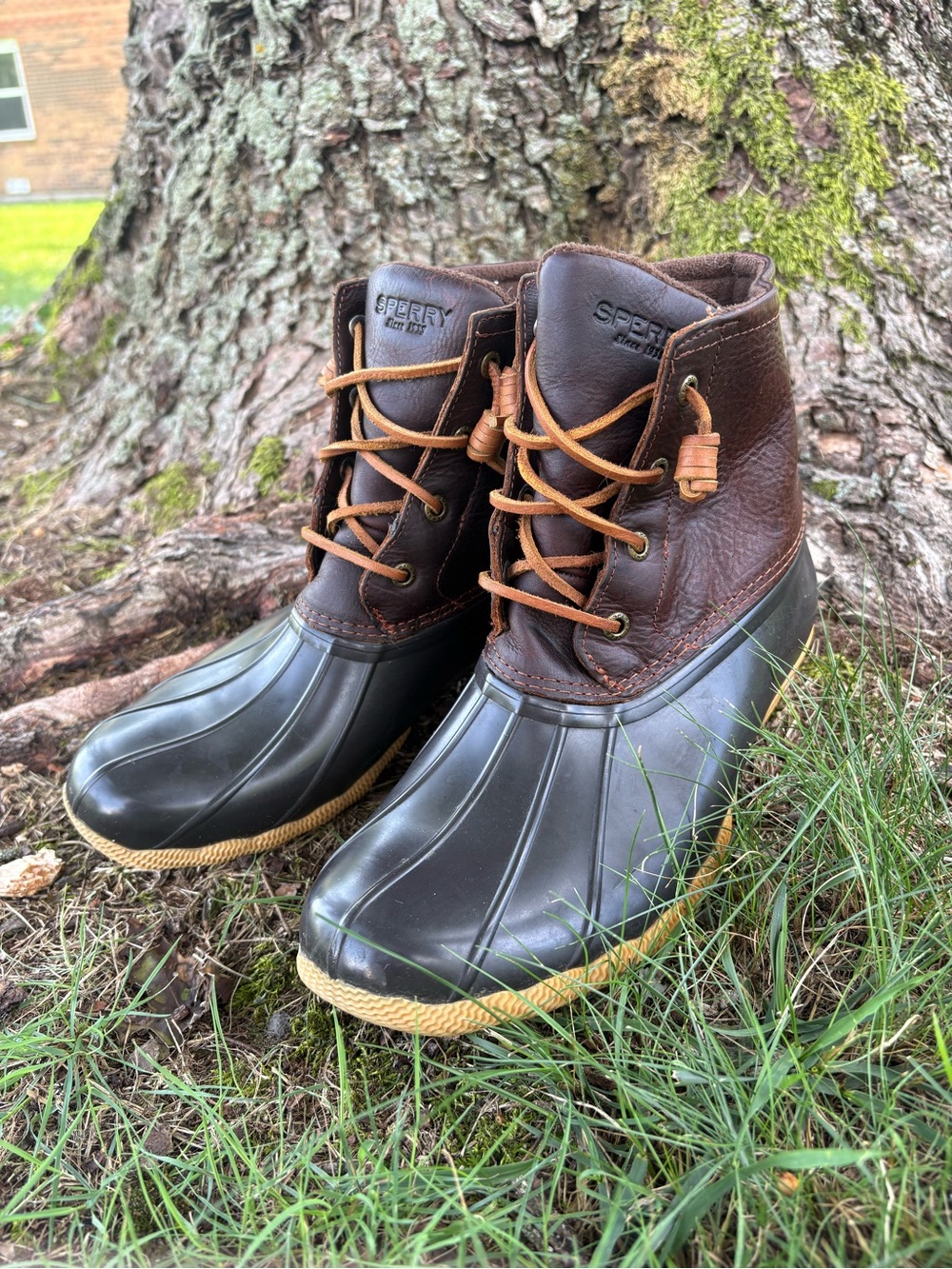 Sperry Saltwater Duck Boots Women’s 9 Brown Leather Waterproof STS91176